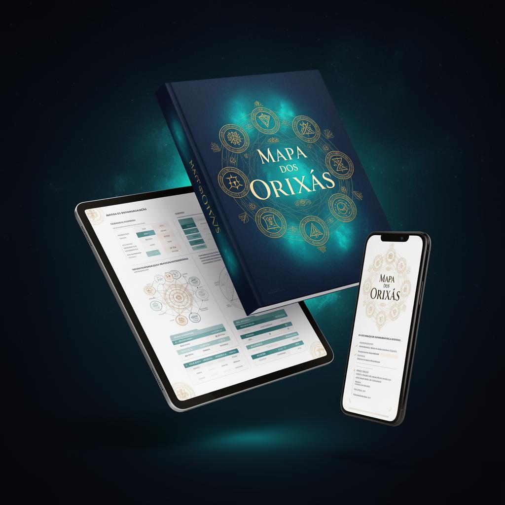 Mockup do relatório Mapa dos Orixás em tablet e celular
