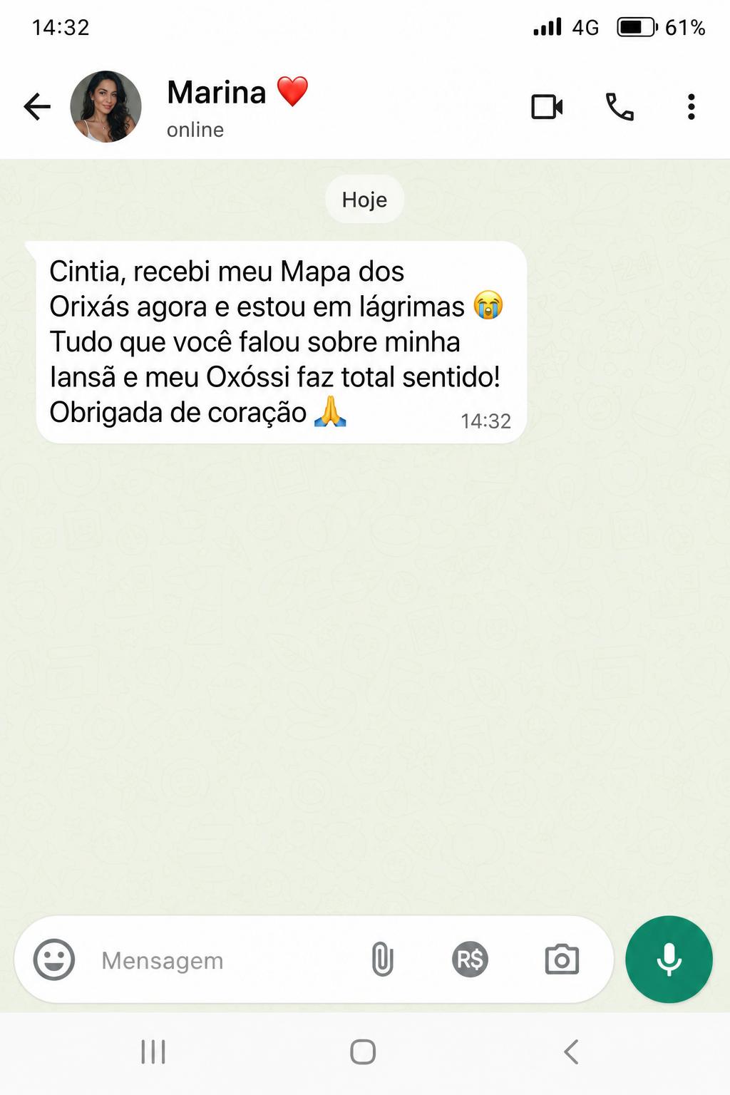 Print real do WhatsApp - depoimento 1