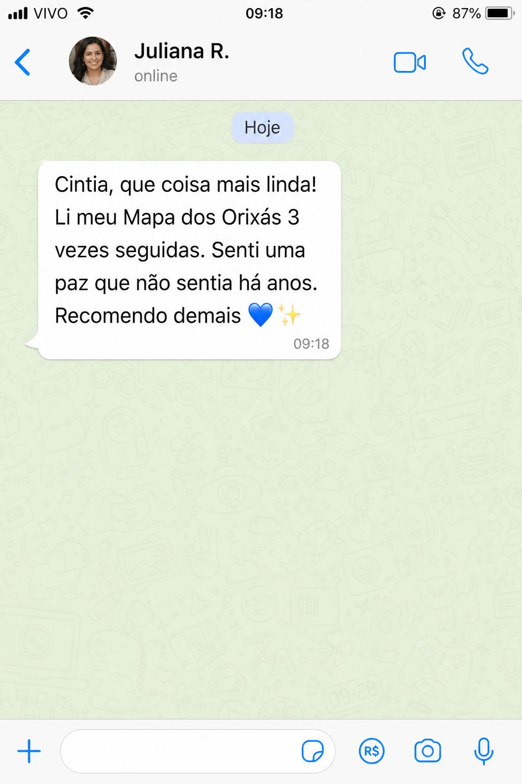 Print real do WhatsApp - depoimento 2